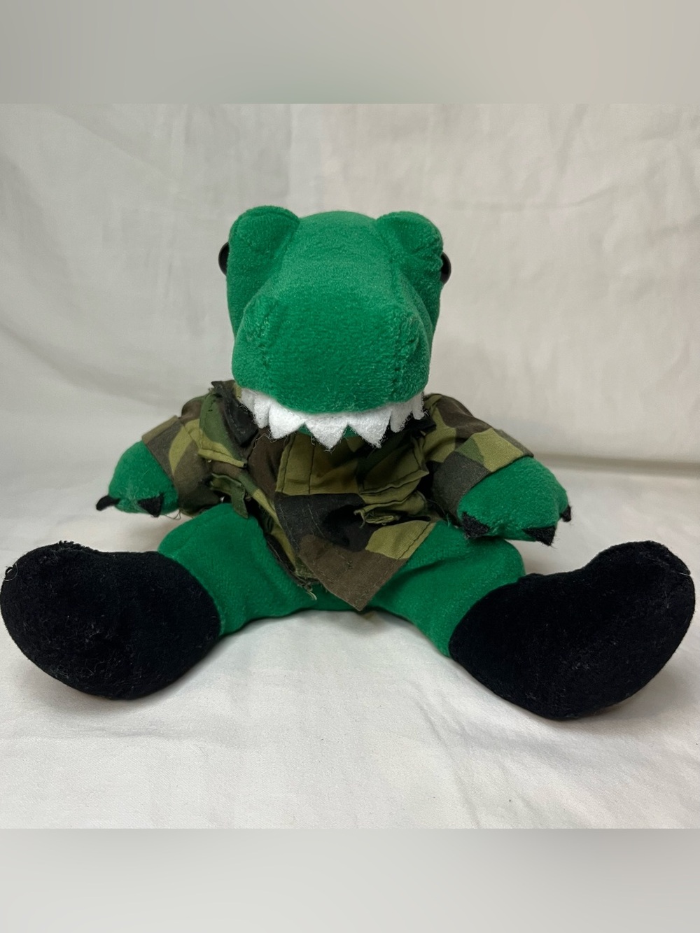 Vintage 1999 Bean Brigade Col Chomper Alligator Camo Military Stuffed Animal